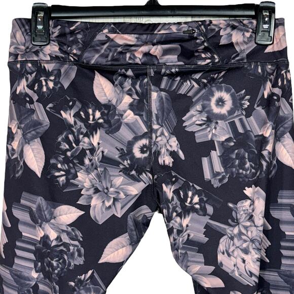 Nike Large Dri-Fit Ankle Leggings Floral Zip Pocket Elastic Waist Tie Drawstring - Picture 5 of 9